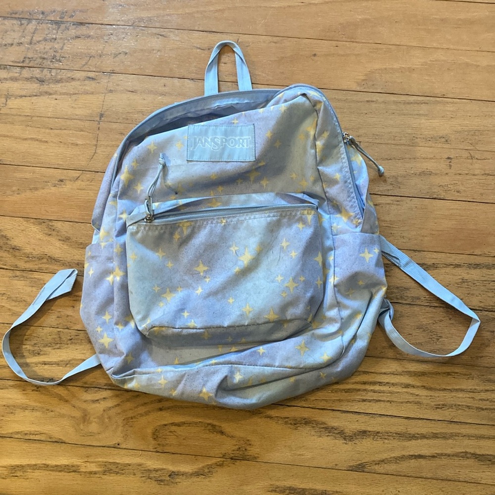 Jansport Light Blue Backpack with Yellow Star Design
